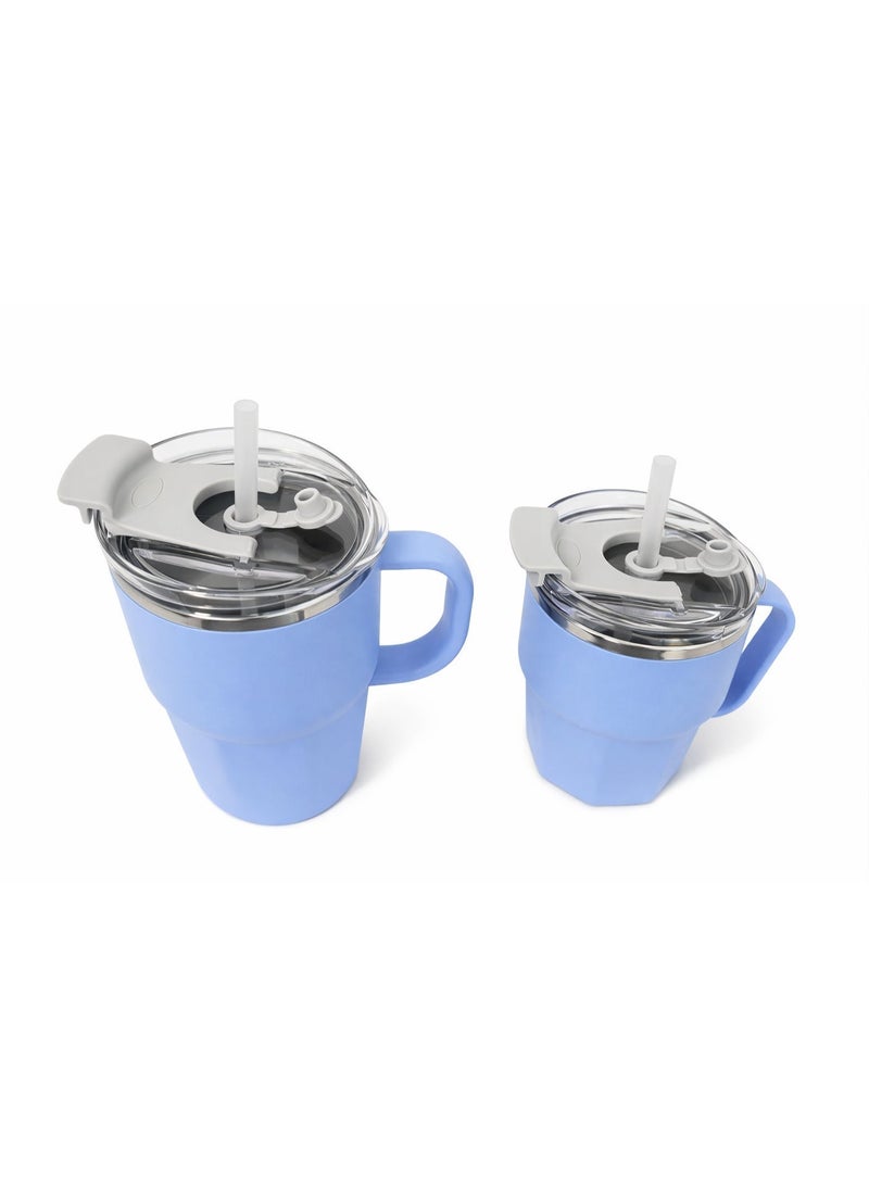 Set of 2 Rust-Resistant Insulated Stainless Steel Mugs (420ml + 560ml) with Airtight Lid & Handle – Keeps Drinks Hot & Cold - Image 3